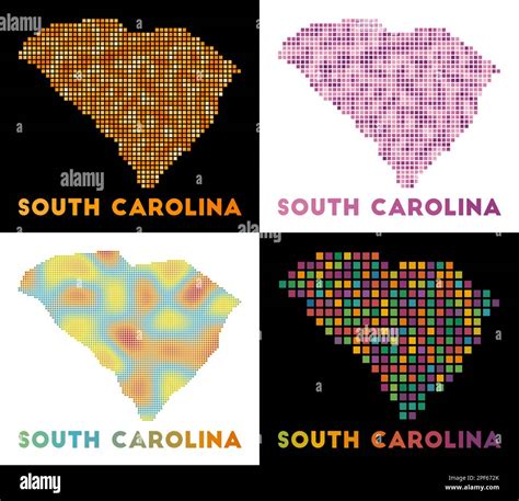 South Carolina map. Collection of maps of South Carolina in dotted ...