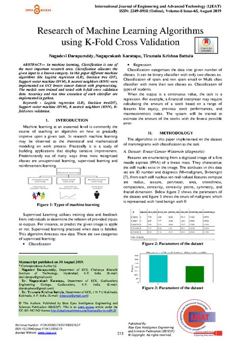 Research on ML Algorithms with Cross Validation - IJEAT August 2019 ...