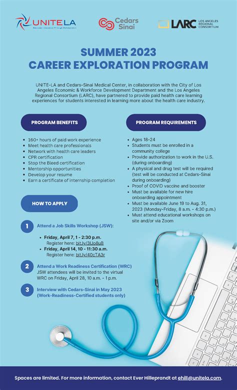 Cedars Sinai Summer Career Exploration Program - Los Angeles Regional ...