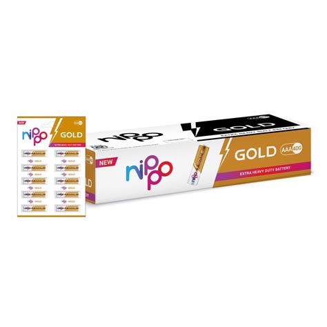 Nippo 4DG Gold AAA Battery | Boxpack - 200 Batteries | 1.5 V | 18 ...