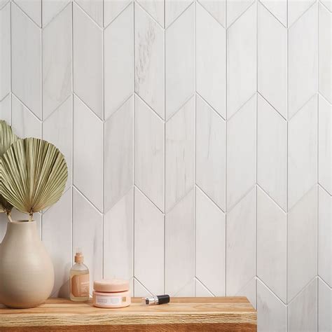 Bianco dolomite premium 3×12 chevron honed marble tile white backsplash ...