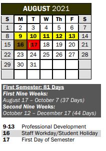 Coppell High School - School District Instructional Calendar - Coppell ...
