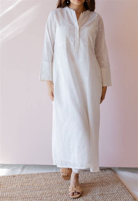 Indian Ethnic Women's Shreeja White Jamdani Handloom Cotton A Line ...