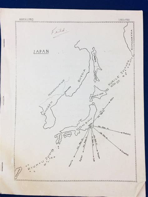 Original 1944 WWII Japan Invasion Map Plans Targets US Navy Pilot Naval ...