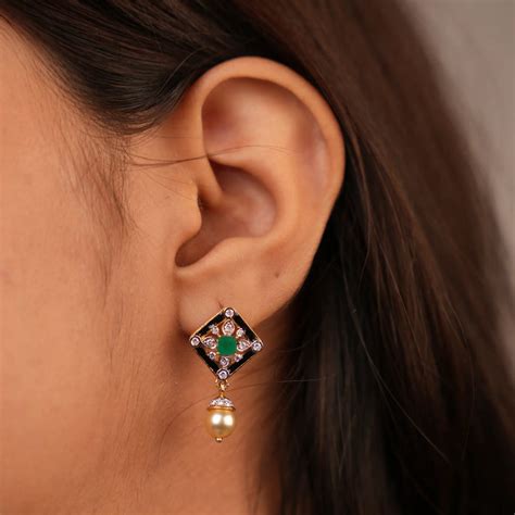 Reia Lab Grown Diamond Jewellery 14 KT Yellow Gold Pearl Drop Earring