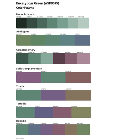 Eucalyptus Green color palettes - colorxs.com