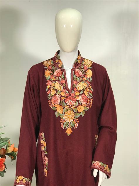 Buy Woollen Phiran With Aari Embroidery, Kashmiri Kurta, Kashmiri ...