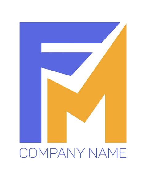 Logo of the letters f and m dynamic design violet yellow contrasting ...
