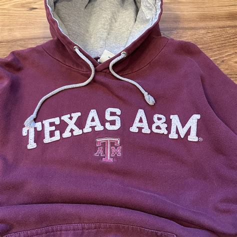Y2K Faded Grey and Burgundy Texas A&M hoodie #y2k... | Depop