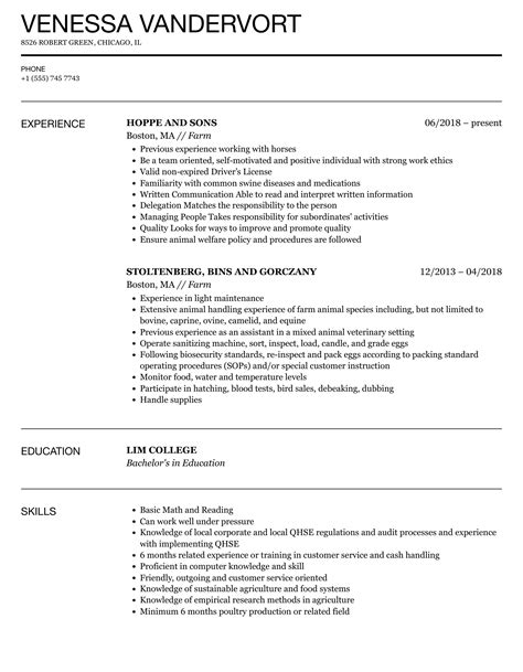Farm Resume Samples | Velvet Jobs