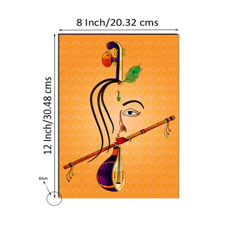 6MM MDF Lord Krishna playing Flute Satin Matt Texture UV Art Painting ...