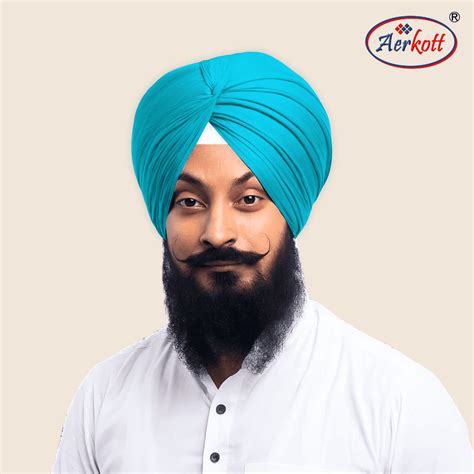 Aerkott Maharani Full Voile Turban - Turquoise Blue | Sikh World