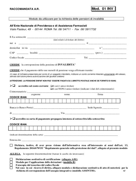 Compilabile Online Mod. 01 INV Fax Email Stampa - pdfFiller