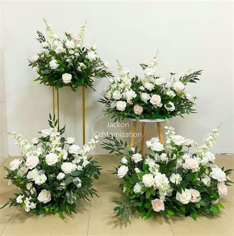 White Flower Arrangement Artificial Wedding Aisle Flower Floor Flower ...