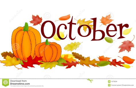 October, vector script with decorative white and red oak leaves ...
