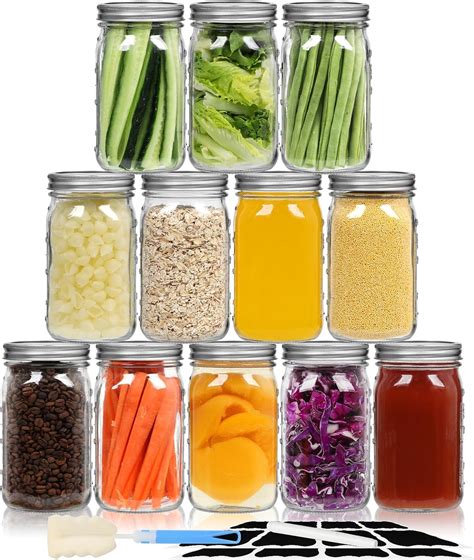Amazon.com: TOEKSIX Wide Mouth Mason Jars 32 oz/Quart with Airtight ...