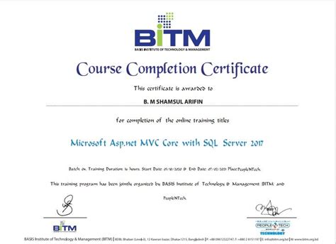 Image result for Bitm Study Certificate Template