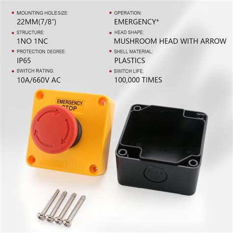 Baomain Red Weatherproof Emergency Stop Switch with India | Ubuy