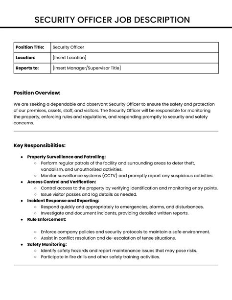 Security Officer Job Description | Medusa Store