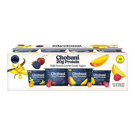 Chobani 20g Protein, Yogurt Variety Pack, Raspberry Lemon, Vanilla ...