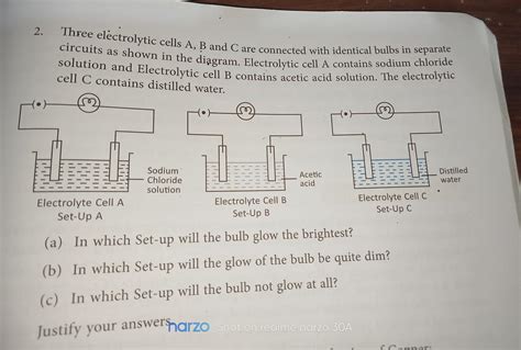 2. Three electrolytic cells A, B and C are connected with identical ...