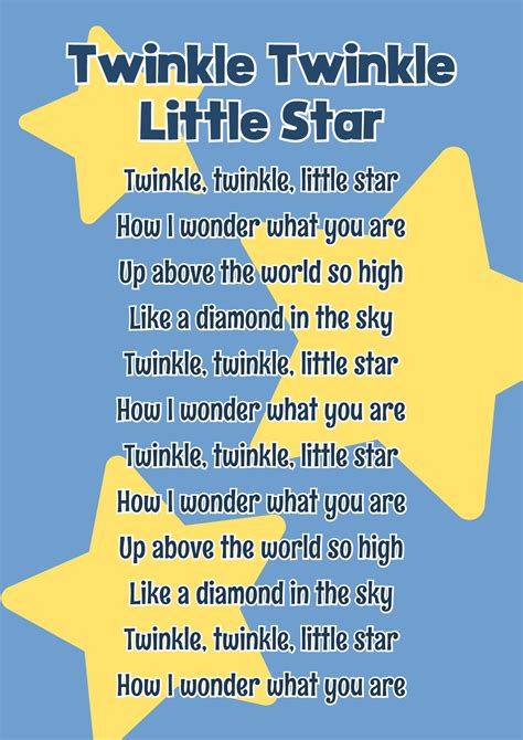 Twinkle Twinkle Little Star Poem - 10 Free PDF Printables | Printablee