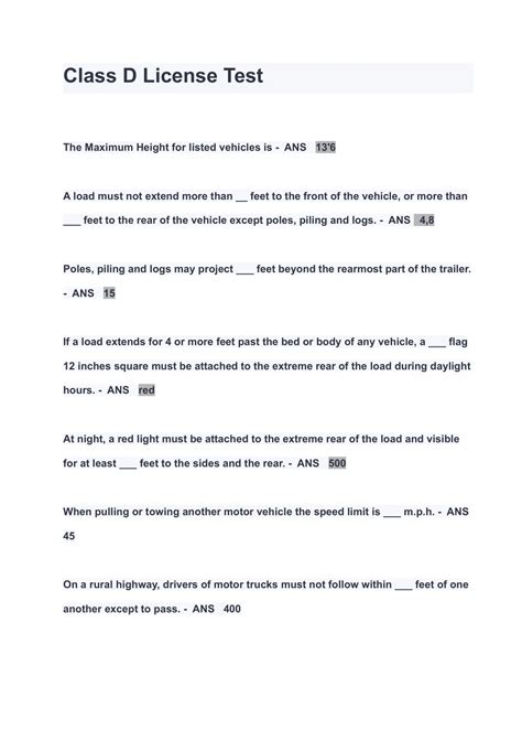 Image result for Class D License Test