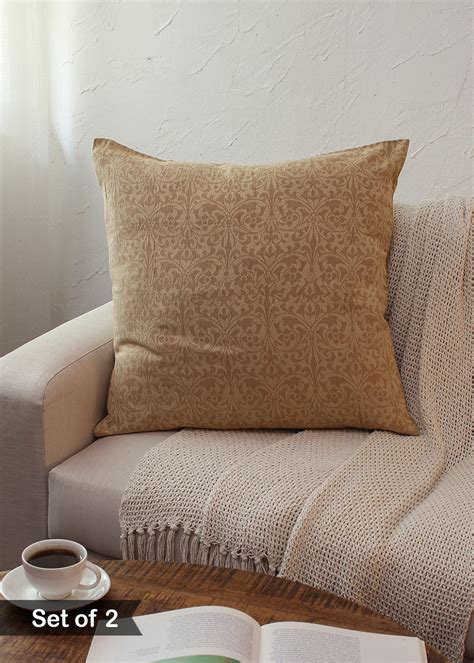 Get Ritu 100% Cotton Set Of 2 Cushion Covers-Beige at ₹ 649 | LBB Shop