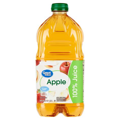 Great Value No Added Sweeteners 100% Apple Juice, 64 fl oz - Walmart ...