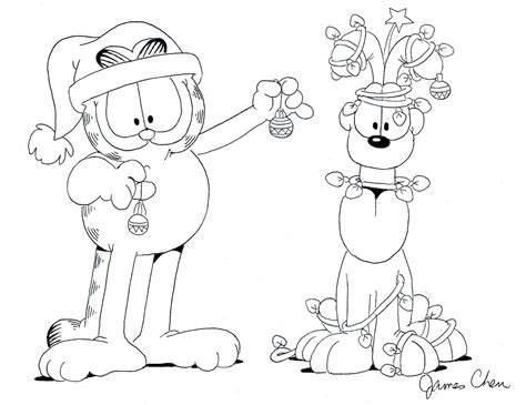 Odie And Garfield Christmas Coloring Pages