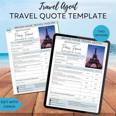 Travel Agent Quote Template: Customizable Canva Design (instant ...