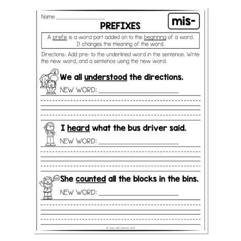 Multisyllable Words Book - Prefixes - MIS - Sentences - Lucky Little ...