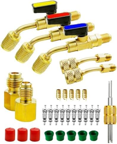 Air Conditioner Refrigerant Angled Compact Ball Valve for R410A R134A ...