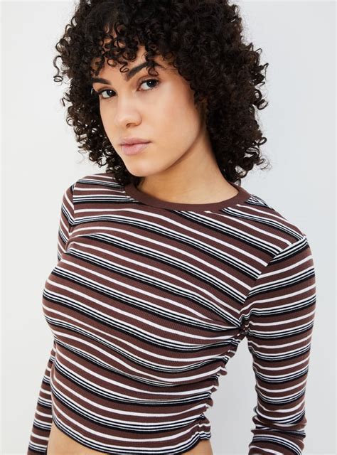 Buy Women Striped Cropped T-shirt Online at just Rs. 499.0 ...