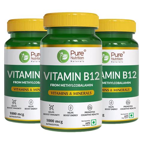 Pure Nutrition Vitamin B12 1000mcg Tablets | Active form of ...