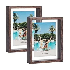 Trwcrt 5x7 Picture Frame 2 Pack, Double Glass Floating Frames Display ...