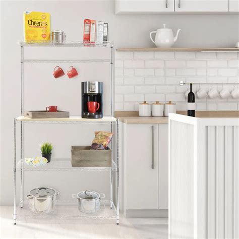 Kitchen Racks: A Baker's Rack in the Kitchen with a Wood Table and Sto ...