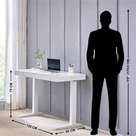 Buy Trooper Tempered Glass Top Smart Study Desk - White from Home ...