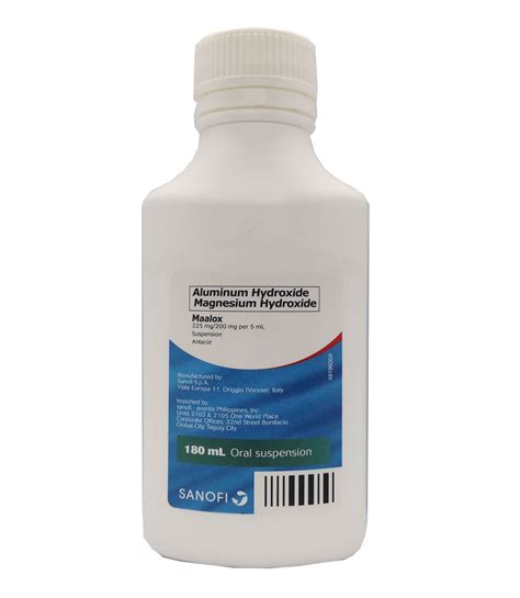 MAALOX Aluminum Hydroxide / Magnesium Hydroxide 225mg / 200mg per 5mL ...
