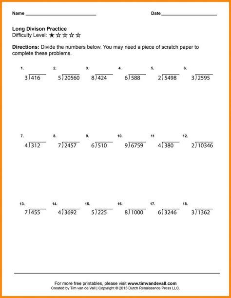 Image result for 5th Grade Math Worksheets Printable Long Division