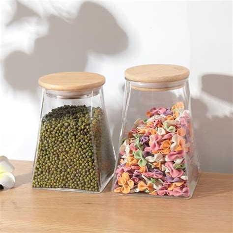 UMAI Borosilicate Glass Jar with Bamboo Lid | Kitchen Organizer Items ...