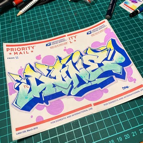 Graffiti on paper with markers and pencils
