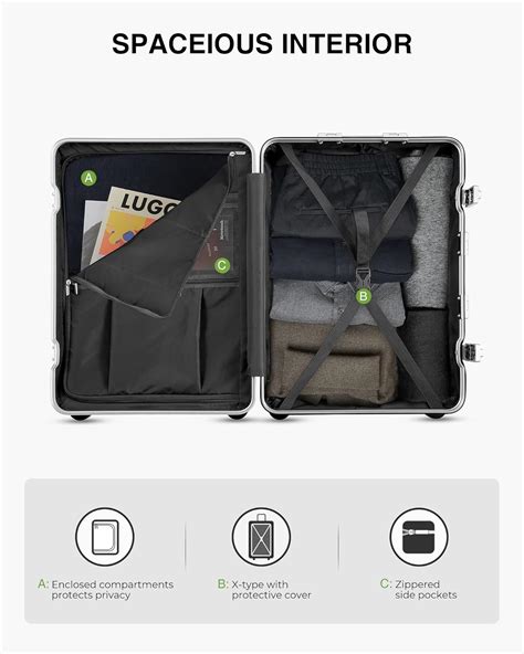 Buy LUGGEX Hard Shell Carry On Luggage with Aluminum Frame - 100% PC No ...