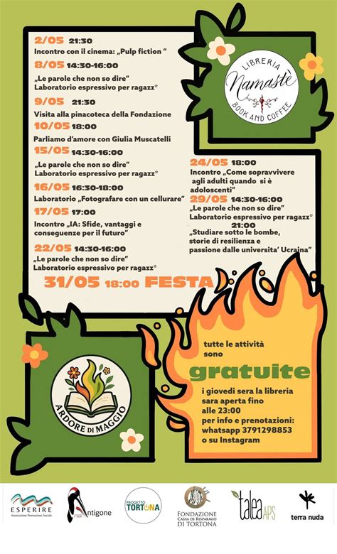 Ardore di maggio - Workshop incontri chiacchiere per ragazz* 14-20 anni ...