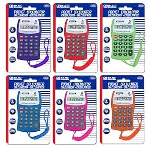 BAZIC Pocket Size Calculator 8-Digit w/Neck String, LCD Display, Small ...