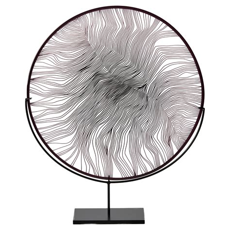 Solar Storm Monochrome IV, graphic abstract glass artwork + stand by Kate Jones For Sale at 1stDibs