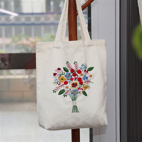 Embroidery Pattern Canvas Tote Bag