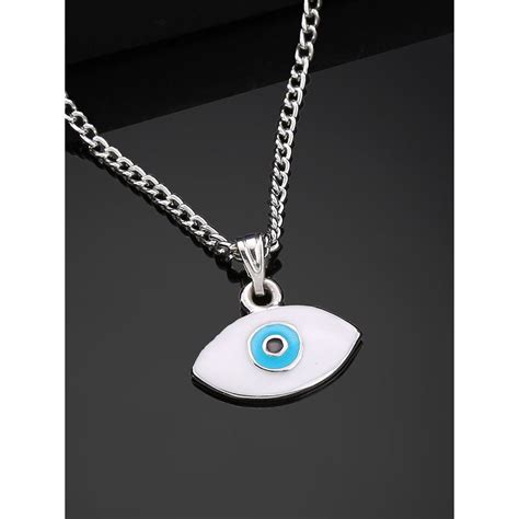 Buy Estele Rhodium Plated Spiritual Evil Eye Charm Pendant with Chain ...