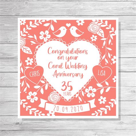 For Wife 35th (Coral) Wedding Anniversary Gifts - Glass Engravers ...