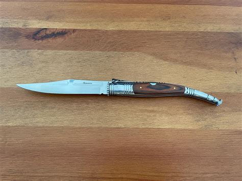 4.9” Spanish Navaja Serrana Folding Pocket Knife Red Stamina Wood ...